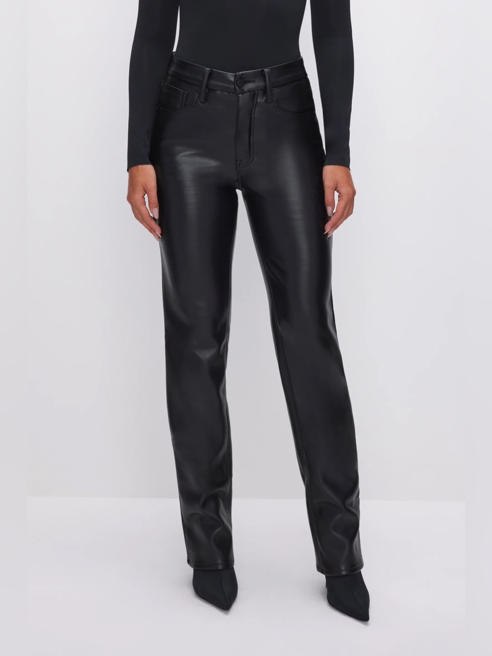 Good American Good Icon Faux Leather Pants, Black001 in Size 8/29